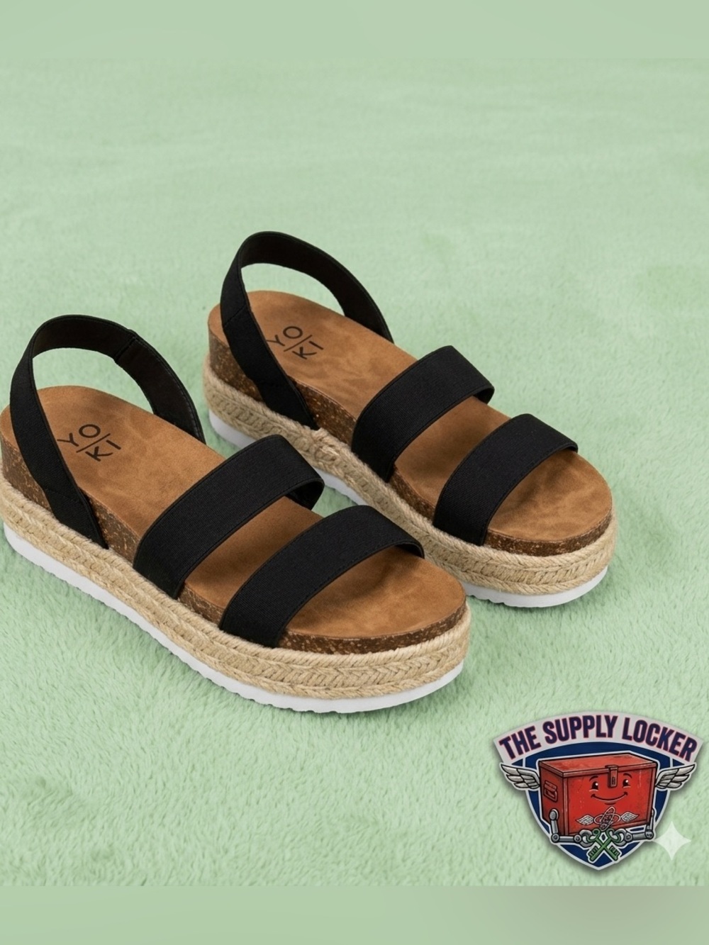 Yoki Chiara-10 Black Espadrille Platform Sandals Women’s Size 7.5